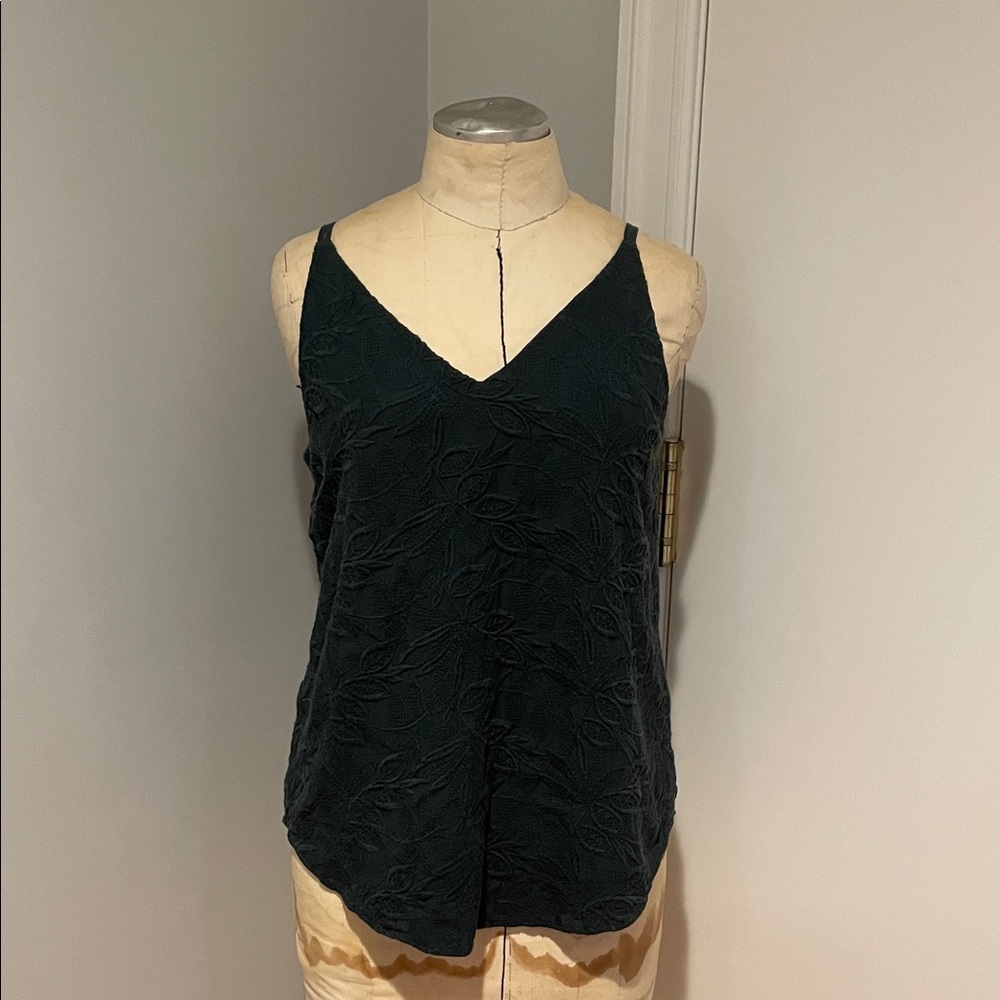 Loft Elegant Green Floral Sleeveless Top Size Small Petite